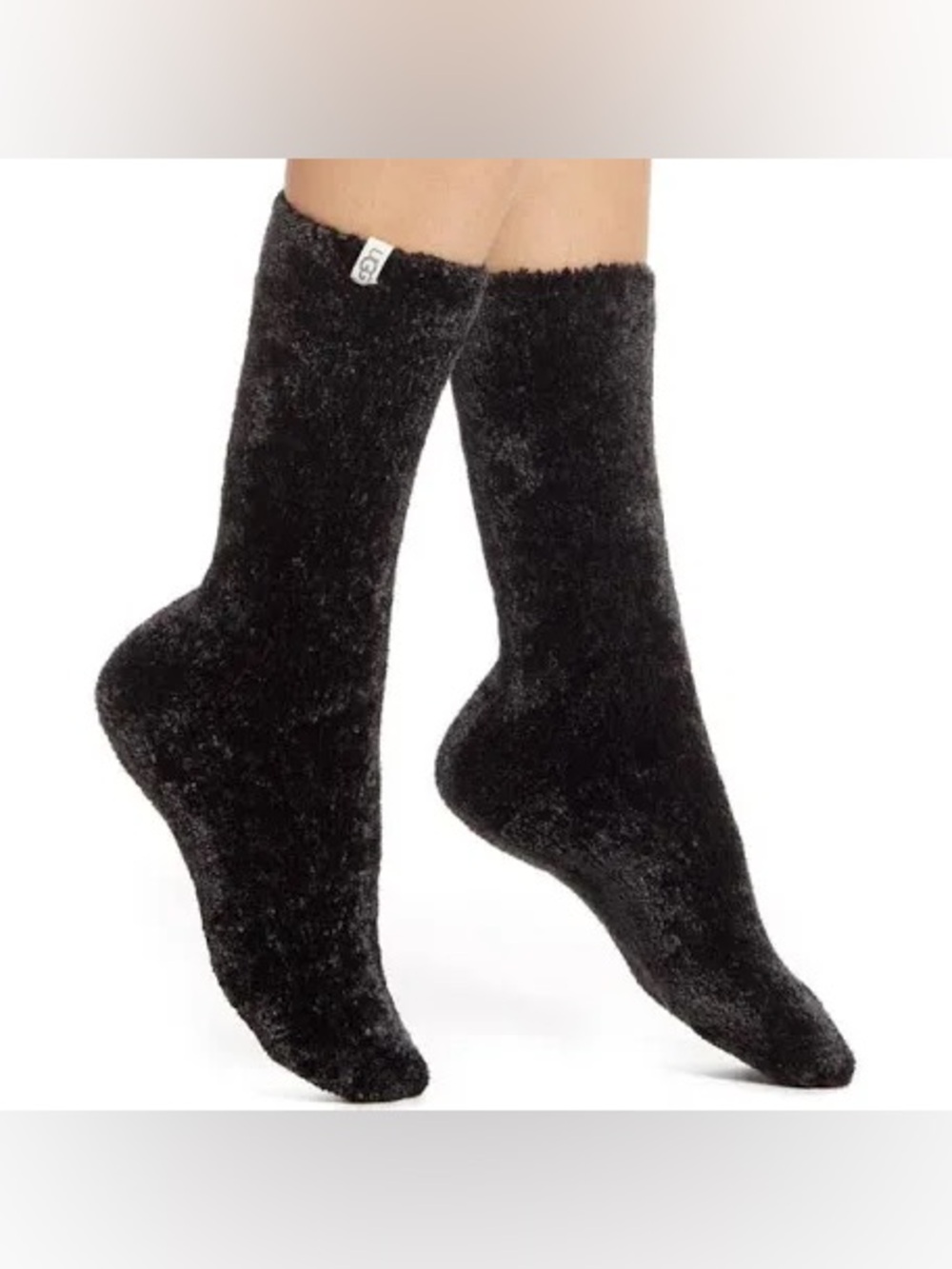 NEW UGG Womens Plush Fuzzy Set of 2 Crew Socks - Black & Blue. Size Medium.